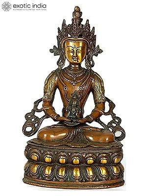 13" Tibetan Buddhist Deity Amitabha The Buddha of Infinite Life In Brass | Handmade | Made In India
