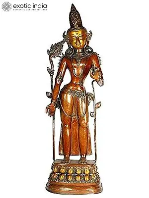33" Large Size Standing Avalokiteshvara (Tibetan Buddhist Deity) In Brass | Handmade | Made In India