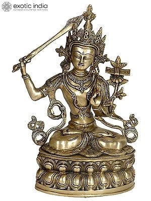 13" (Tibetan Buddhist Deity) Manjushri - The Bodhisattva of Wisdom In Brass | Handmade | Made In India