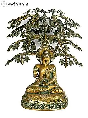 21" Large Size Buddha Sculpture in Brass | Handmade | Made in India