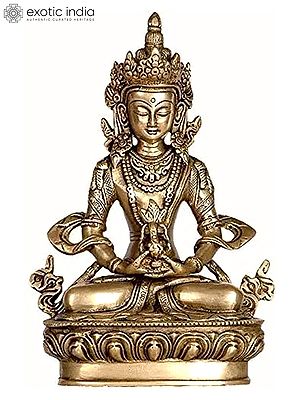 9" Tibetan Buddhist Deity Amitabha In Brass | Handmade | Made In India