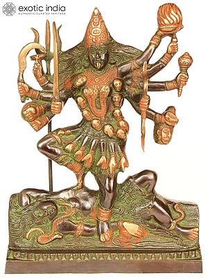 12" Goddess Kali Brass Sculpture | Handmade | Made in India