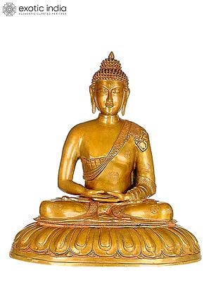 27" Large Size Meditating Buddha (Tibetan Buddhist Deity) In Brass | Handmade | Made In India