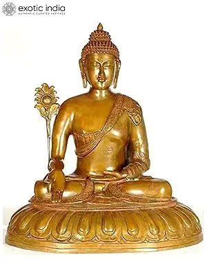 Large Medicine Buddha Brass Statue | Tibetan Buddhist Deity Idol