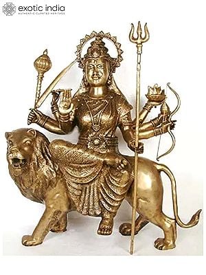 33" Large Size Mother Goddess Durga Idol in Brass | Handmade | Made in India