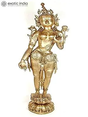 52" Large Brass Goddess Tara Sculpture (Tibetan Buddhist Deity) | Handmade | Made in India
