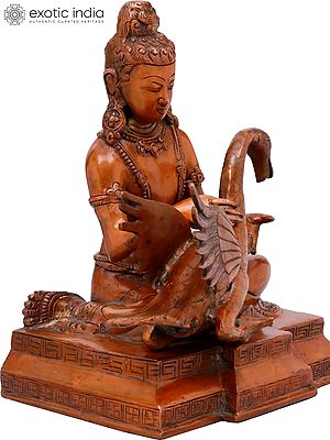 9" Lord Buddha with Swan Brass Statue | Handmade in India | Tranquil Spiritual Art