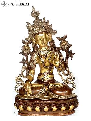 12" Tibetan Buddhist Deity White Tara In Brass | Handmade | Made In India