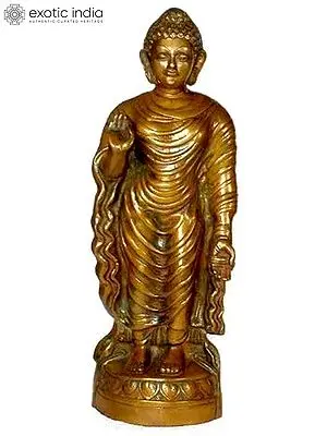 24" Lord Buddha Brass Figurine | Handmade in India | Symbol of Peace & Enlightenment