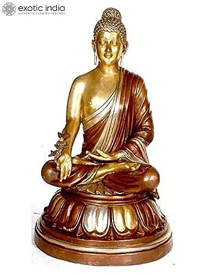 24" Tibetan Buddhist Deity Medicine Buddha In Brass | Handmade | Made In India