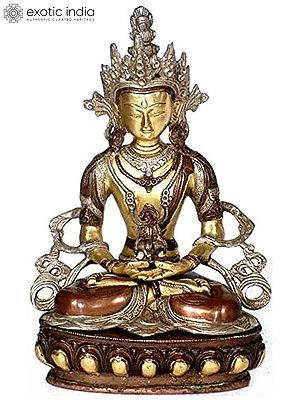 12" Tibetan Buddhist Deity Amitabha In Brass | Handmade | Made In India