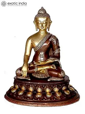 13" Buddha in Bhumisparsha Mudra In Brass | Handmade | Made In India