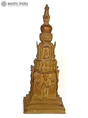 21" Tibetan Buddhist Stupa in Brass | Handmade | Made in India
