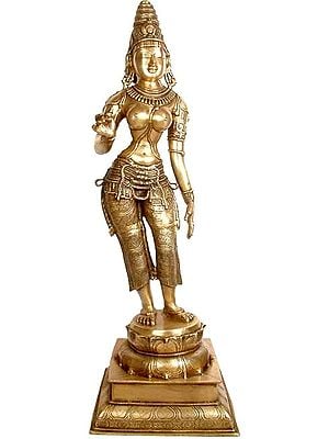 51" Large Goddess Parvati Brass Sculpture | Indian Handcrafted Murti