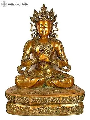 40" Large Size Crowned Buddha In Brass | Handmade | Made In India