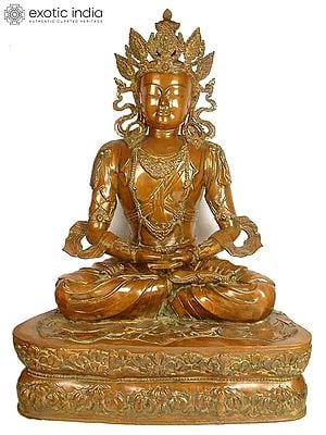 40" Large Size Pritzker Vairochana Buddha Statue in Brass | Handmade