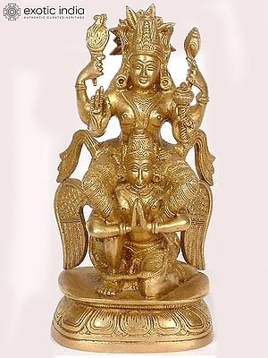 8" Garudasana Vishnu Brass Sculpture | Handmade | Made in India