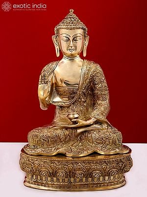 12" Fine Blessing Buddha Brass Sculpture | Buddhist Statue