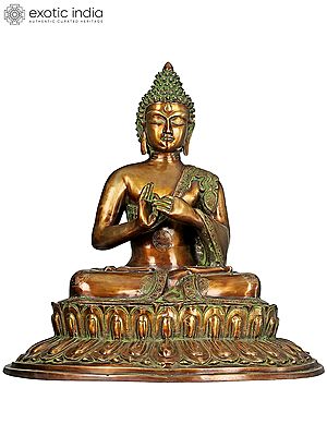 21" Lord Buddha Brass Idol Seated in Padmasana | Handmade | Made in India