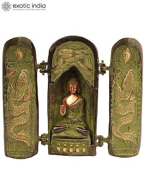 8" Compact Seated Buddha Precinct in Brass | Handmade | Made in India