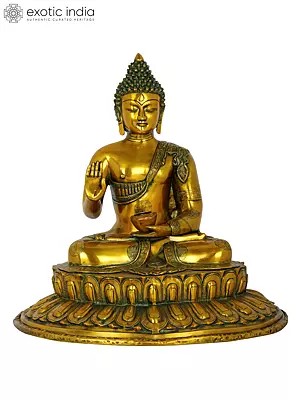 22" Large Size The Buddha Blesses In Brass | Handmade | Made In India