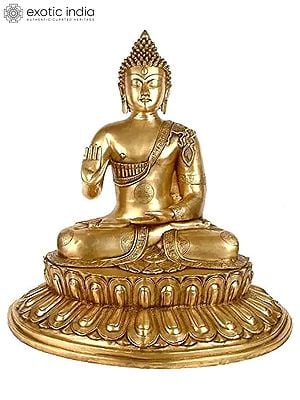 21" Large Size The Buddha Blesses In Brass | Handmade | Made In India