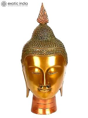 12" Buddha Head Brass Statue | Handmade | Made in India