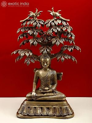 31" Large Size Nirvana Buddha Under the Tree of Life In Brass | Handmade | Made In India