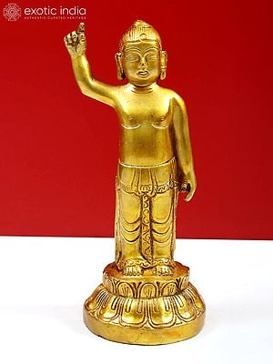 8" Baby Buddha Brass Idol | Handmade Tibetan Buddhist Statue