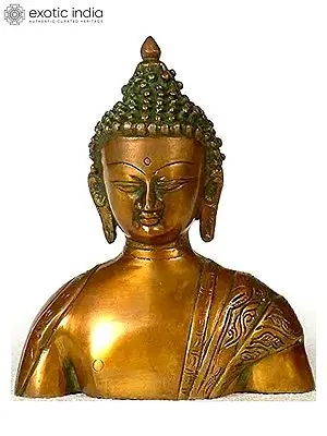 7" Buddha Bust In Brass | Handmade | Made In India