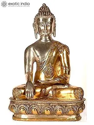 11" Buddha in Bhumisparsha Mudra In Brass | Handmade | Made In India
