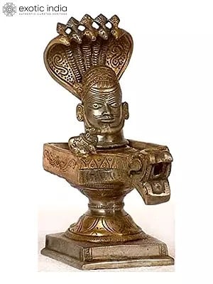 8" Mukha Linga Protected by Five Hooded Serpent in Brass | Handmade | Made in India