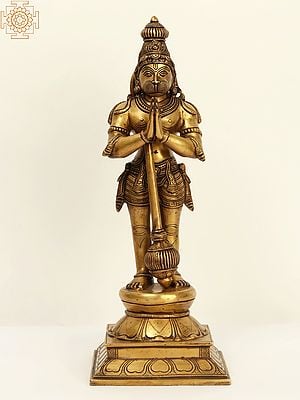 16" Standing Hanuman Brass Idol | Handmade | Made in India