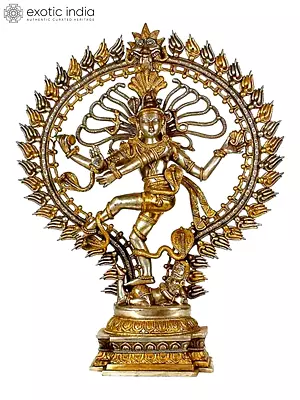 28" Nataraja Statue in Silver and Golden Hues in Brass | Handmade | Made in India