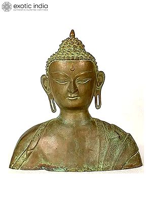 15" Buddha Bust In Brass | Handmade | Made In India