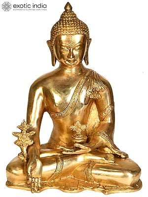 10" Lord Bhaishajyaguru Brass Figurine | Buddhist Statue