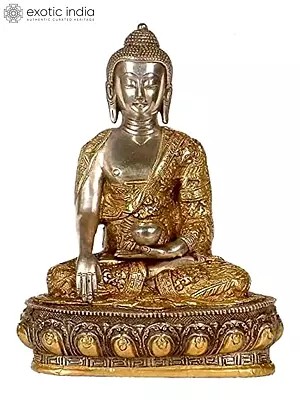 10" Buddha in Bhumisparsha Mudra In Brass | Handmade | Made In India