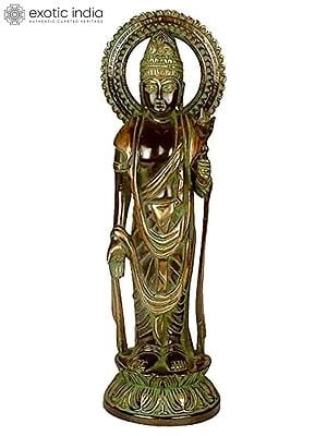 15" Japanese Buddha In Brass | Handmade | Made In India