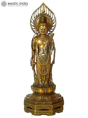 23" Japanese Form of Padmapani Avalokiteshvara (Kuan Yin) In Brass | Handmade | Made In India