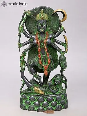 14" Mother Kali Brass Sculpture | Handmade Brass Figurine | Made in India