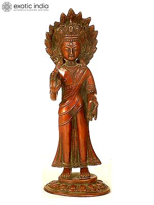Standing Crowned Buddha in Abhaya Mudra