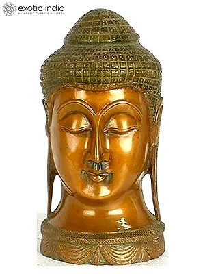 10" The Buddha Head In Brass | Handmade | Made In India