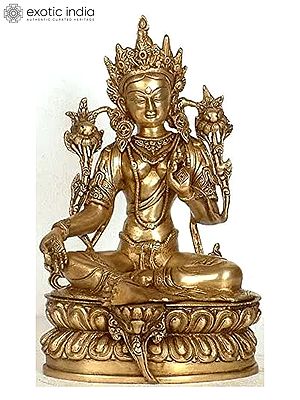 12" Green Tara (Tibetan Buddhist Deity) In Brass | Handmade | Made In India
