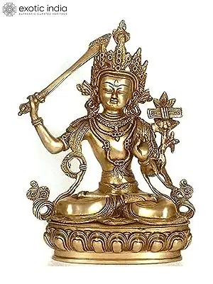 12" Tibetan Buddhist Deity- Manjushri In Brass | Handmade | Made In India