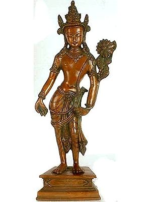16" Tibetan Buddhist Deity- Padmapani Avalokiteshvara In Brass | Handmade | Made In India