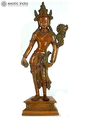 16" Tibetan Buddhist Deity Padmapani (Avalokiteshvara) In Brass | Handmade | Made In India