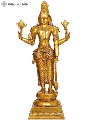 Approached with Love and Affection Rather than Fear (Sculpture of Bhagawan Vishnu Cast in Brass)