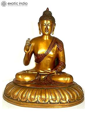 28" Large Size Lord Buddha Brass Sculpture | Handmade Buddhist Decor