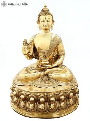 36" Large Size Buddha in the Abhaya Mudra In Brass | Handmade