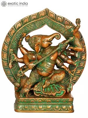9" Vighnesha (A Rare Form of Ganesha) in Brass | Handmade | Made In India